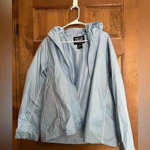 blue rain jacket